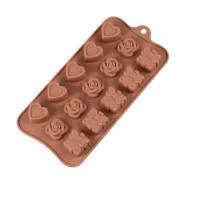 форма силиконовая для шоколада Сердце, роза и подарок